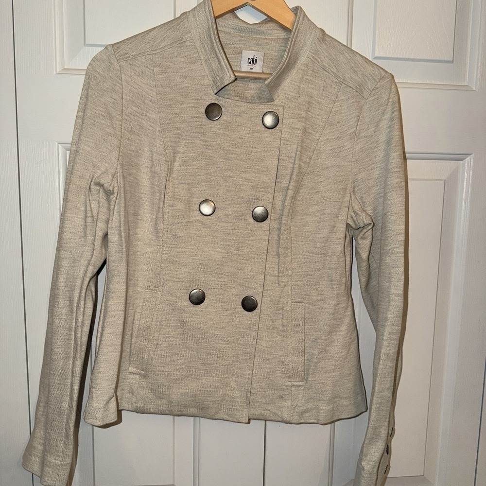 Cabi‎ Regency Jacket Oatmeal Heather Beige Knit Double Breasted Blazer Medium